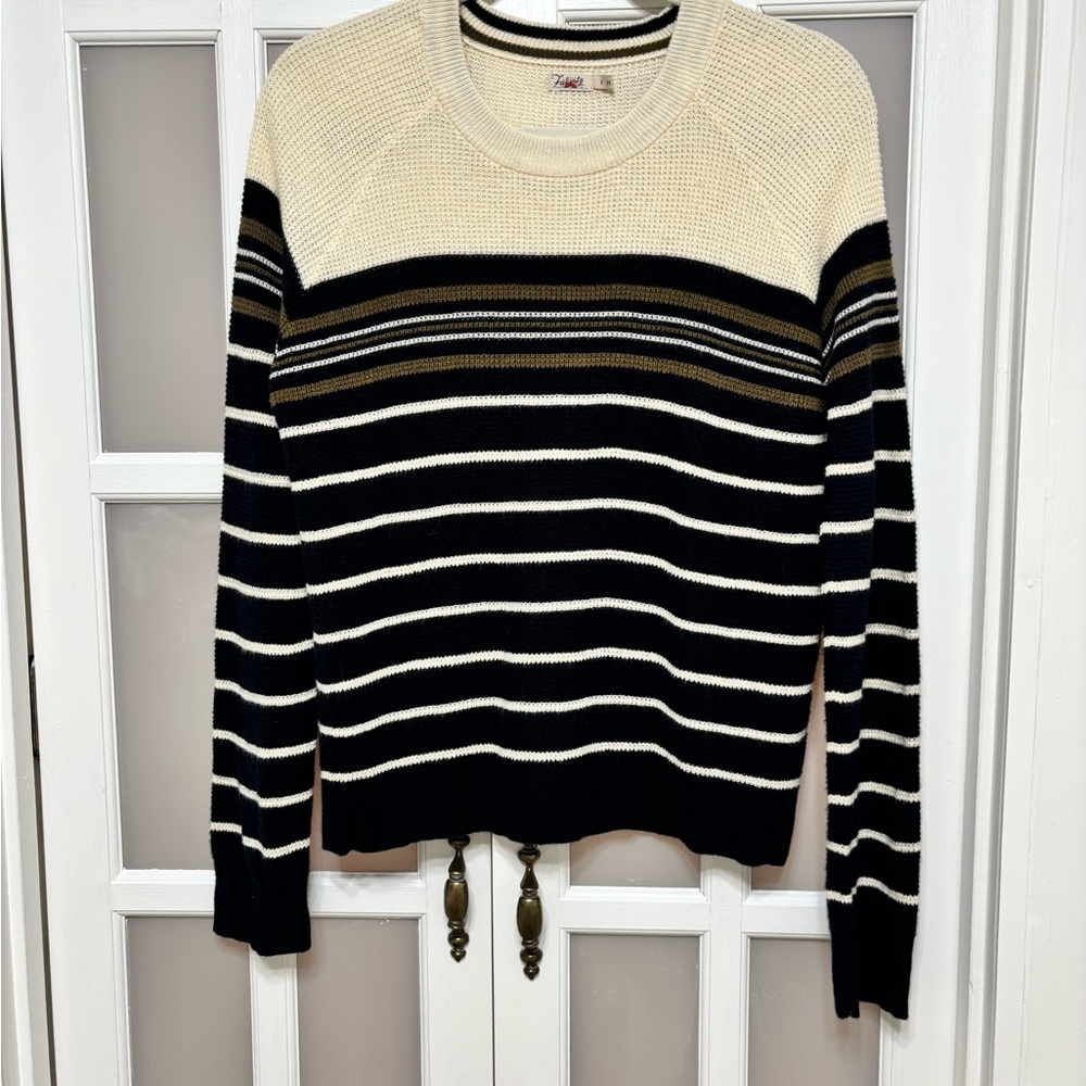 Faherty Striped Crewneck Sweater Organic Cotton Cashmere Blend Size S - Picture 2 of 6